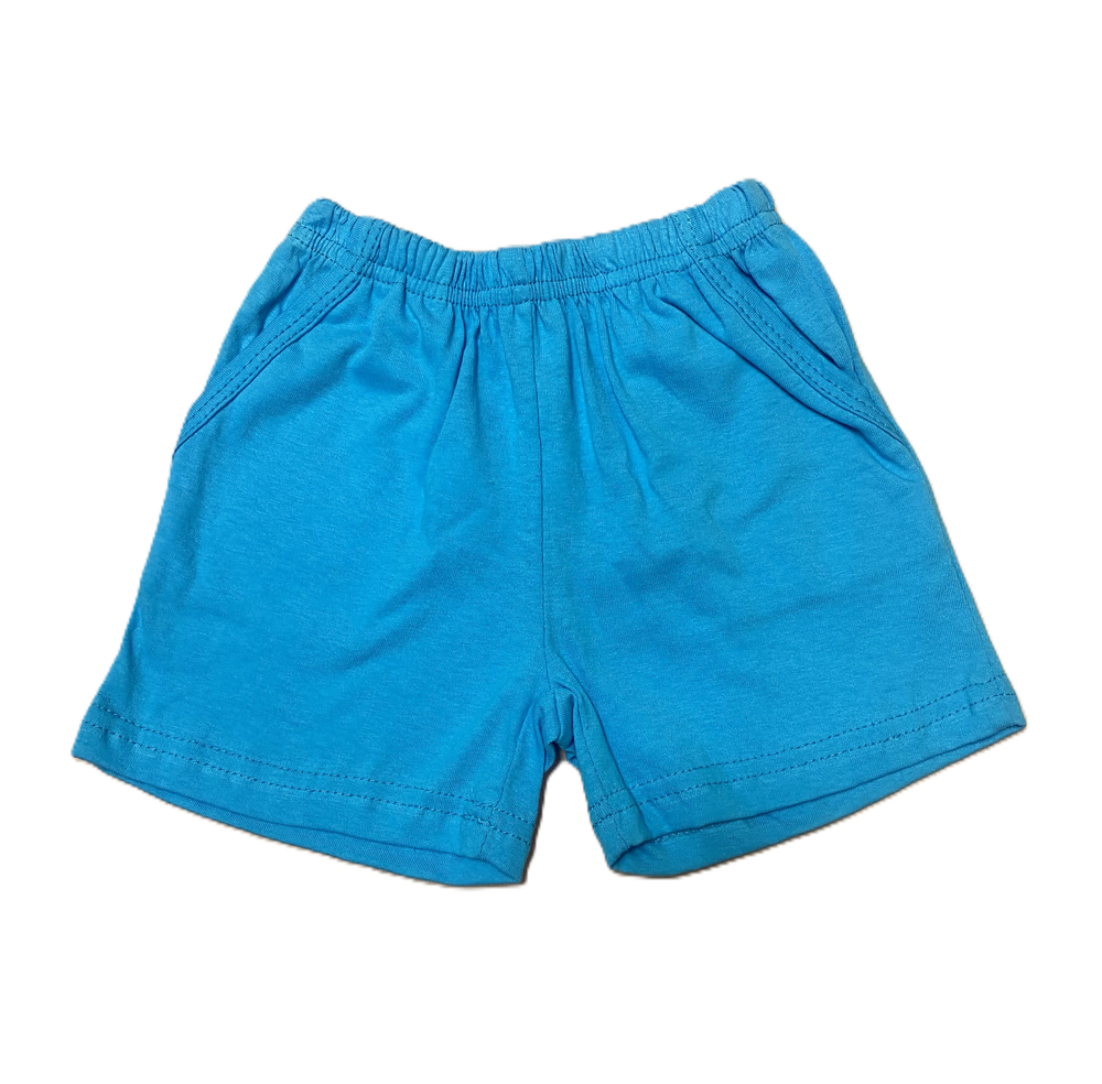 Шорты детские из кулирки (100% хлопок) с карманами цвет бирюзовый на рост 80,104,110 см