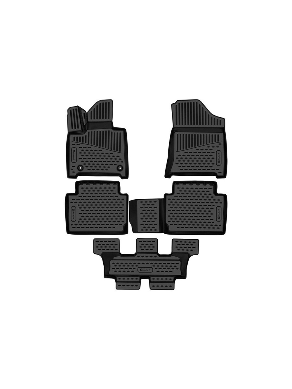 Коврики в салон для HYUNDAI Santa Fe V (MX5) 2023-, 7 мест, 5шт. (полиуретан) ELEMENT3DAN0687210K