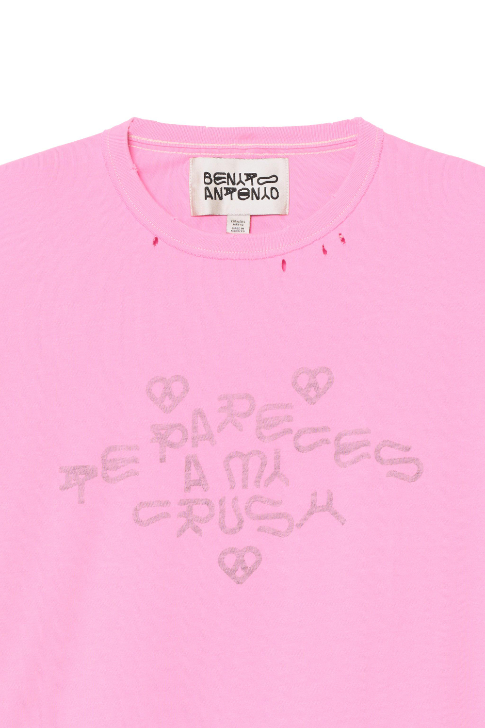 ZARA X BENITO ANTONIO ФУТБОЛКА С ЭФФЕКТОМ ПОТЕРТОСТЕЙ, РОЗОВЫЙ