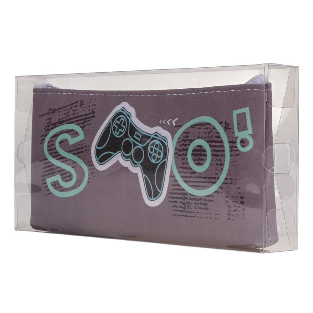 Пенал-косметичка "Джойстик" серый с зеленым