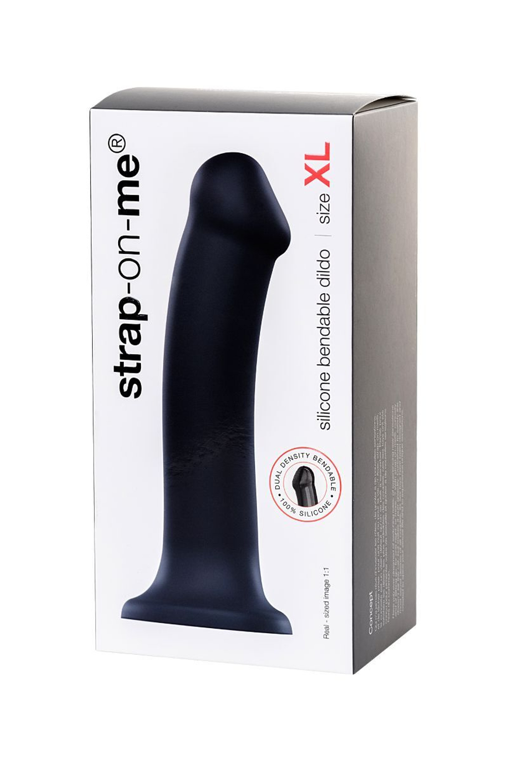 Черный фаллос на присоске Silicone Bendable Dildo XL - 20 см.