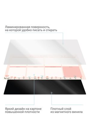 Магнитный планер на неделю А4, "Flowers", с маркером