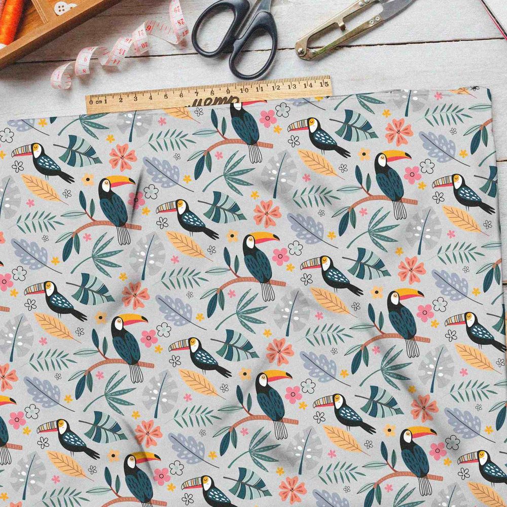 Ткань сатин тропический какаду