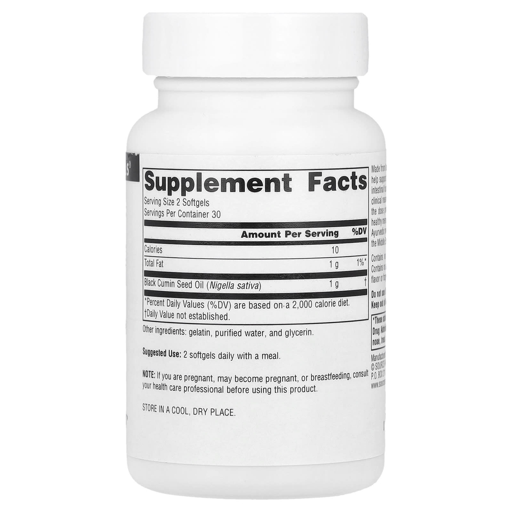 Source Naturals, Масло черного тмина, 60 мягких таблеток