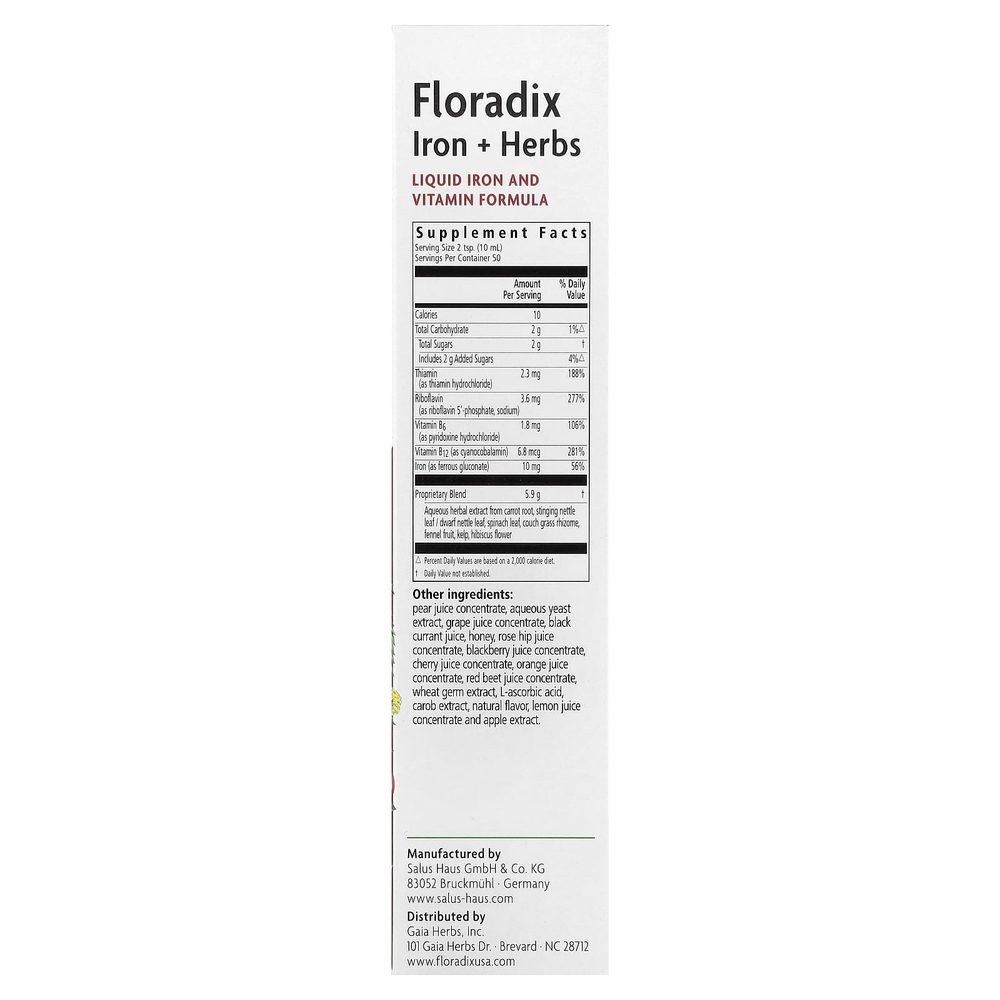 Floradix, Floradix, железо и травы, 500 мл (17 жидк. унц.)