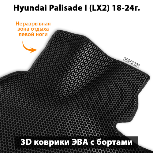Автомобильные коврики ЭВА с бортами для 3-х рядов Hyundai Palisade I (LX2) 18-24г. Для 7-ми местного авто