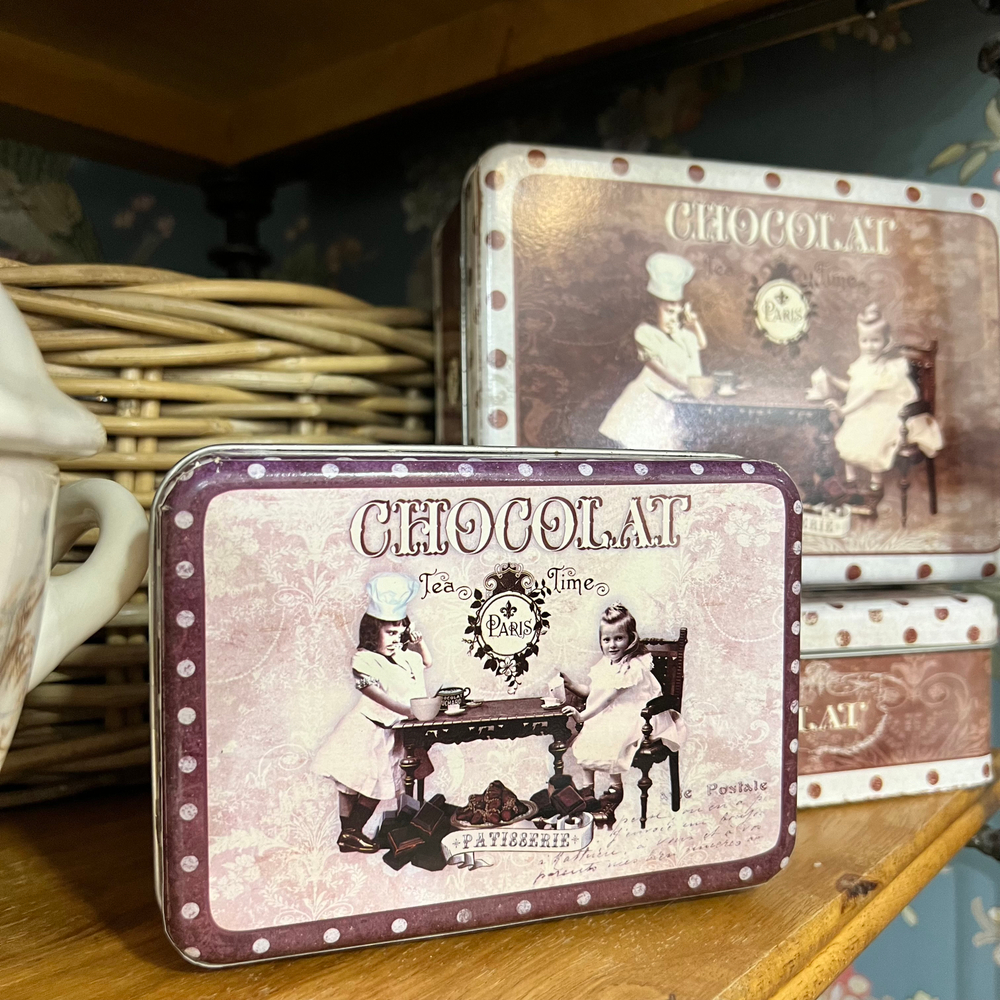Коробка жестяная Шоколад в  винтажном стиле 15 см