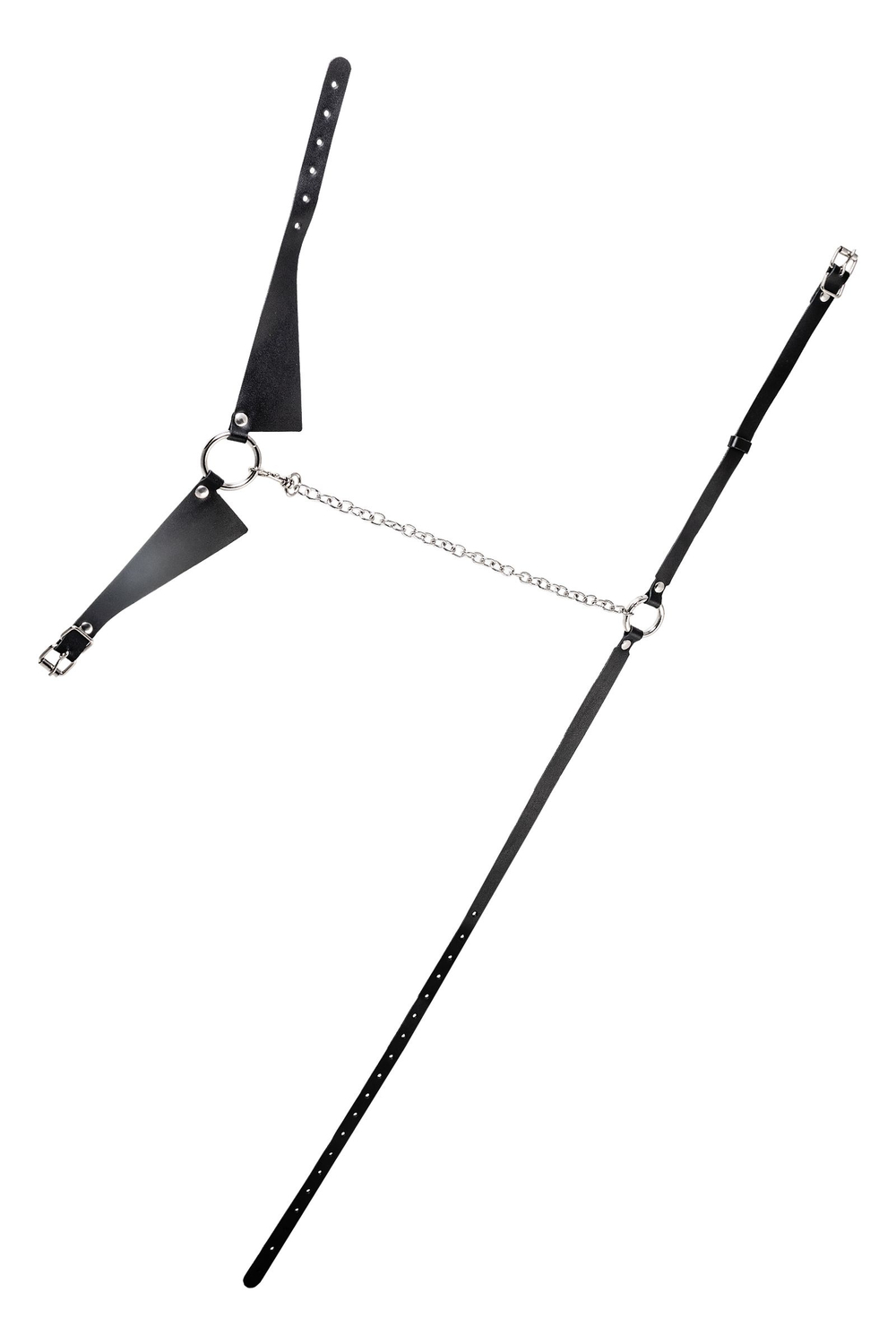 Черная портупея-чокер с поводком и карабином в виде кольца