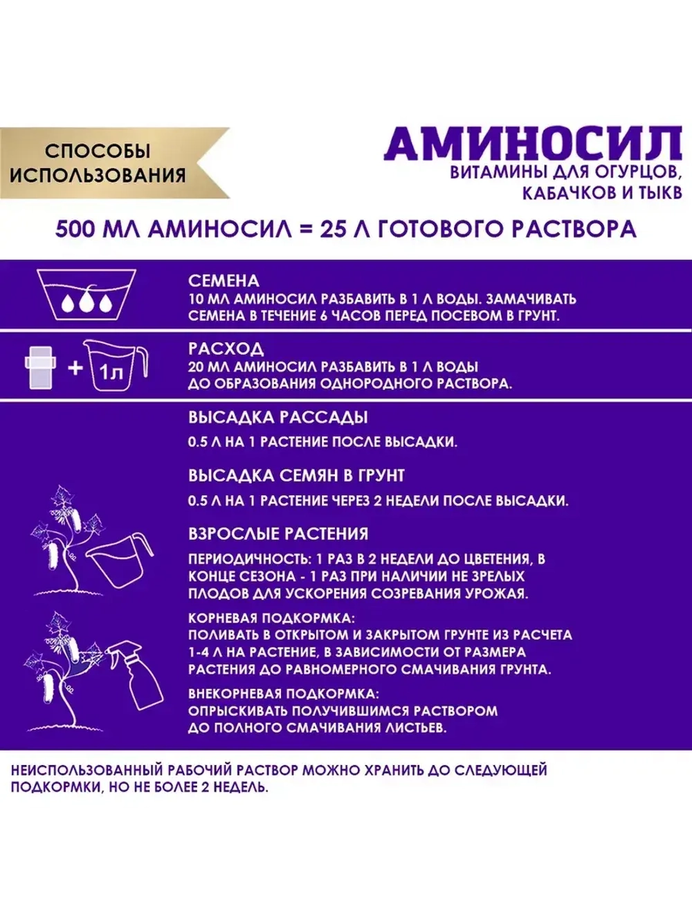 Аминосил для огурцов удобрение 250мл концентрат