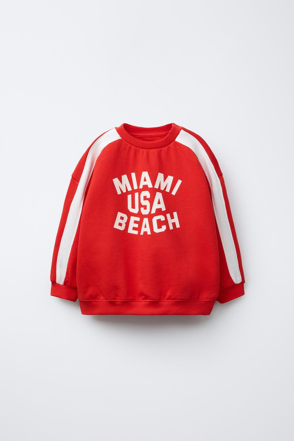 ZARA ТОЛСТОВКА В ПОЛОСКУ С НАДПИСЬЮ, КРАСНЫЙ