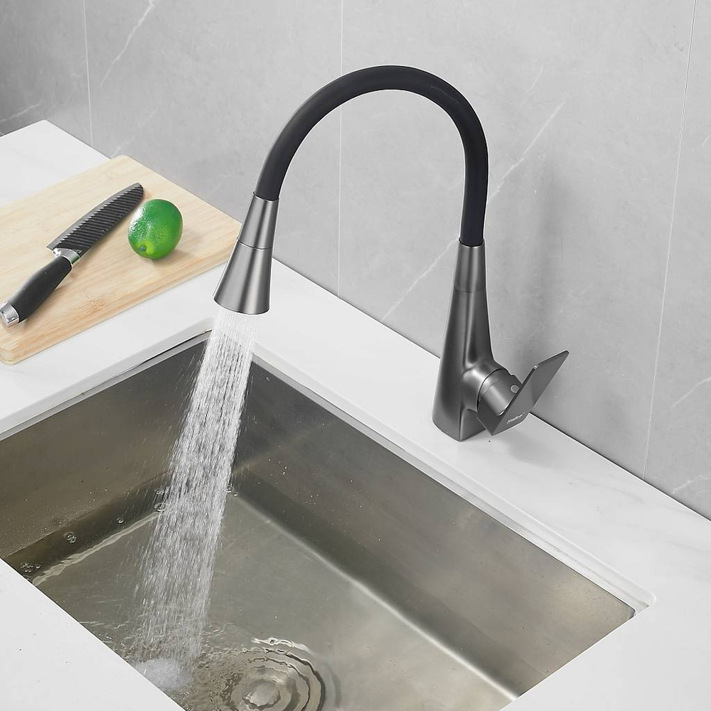 Смеситель для кухни с гибким изливом HAIBA HB73827-3 графит