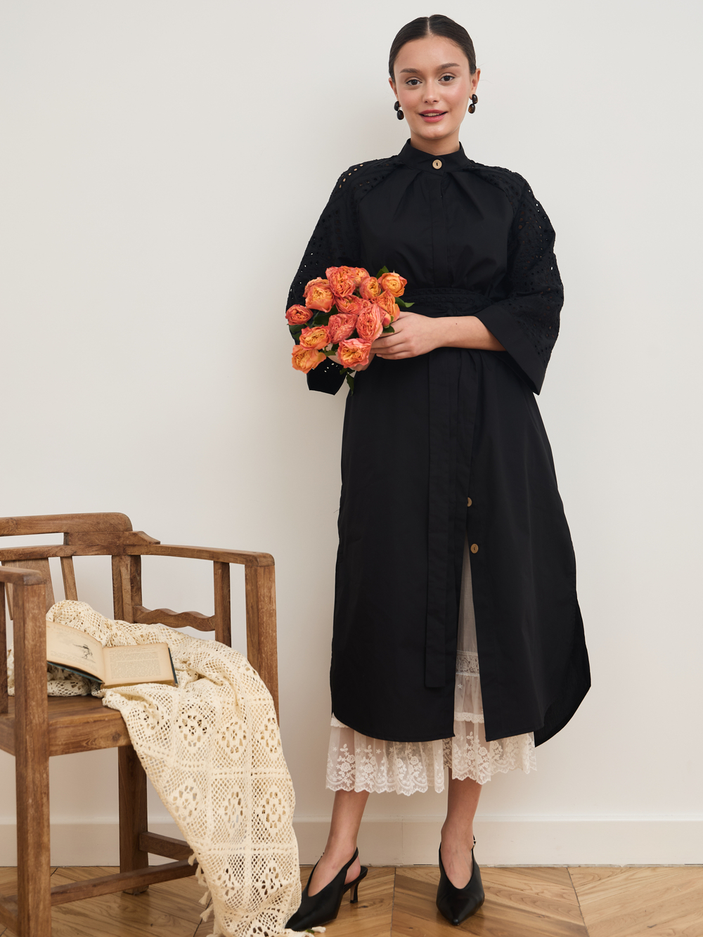 Платье кимоно ажурное