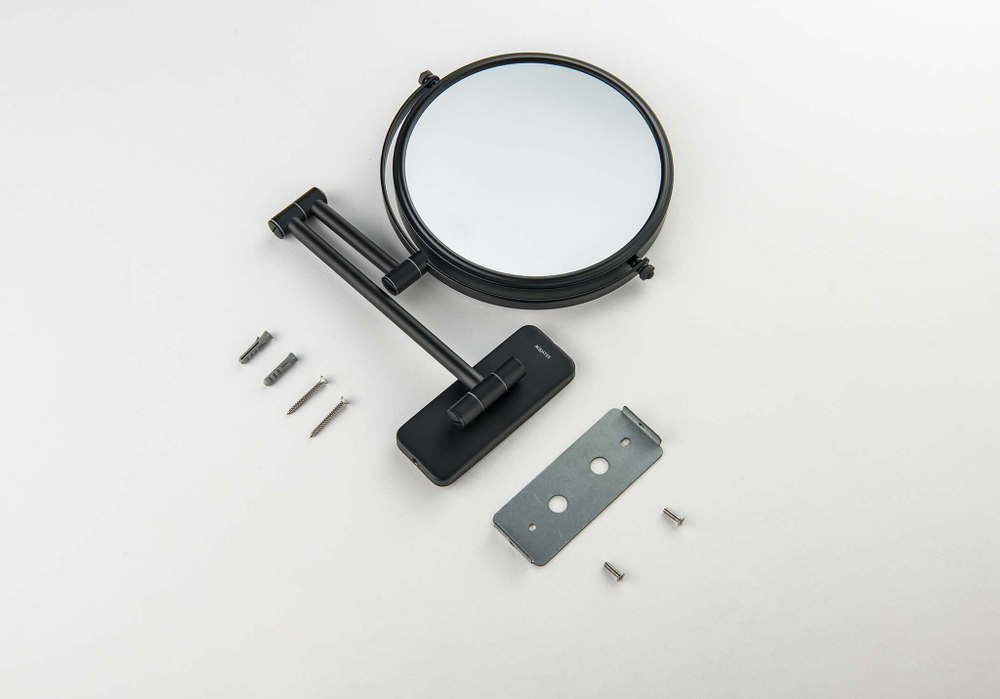 Зеркало косметическое настенное 5х AQUATEK, матовый черный AQ4911MB