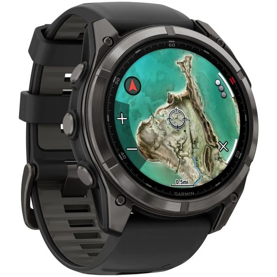 Умные часы Garmin Fenix 8 Pro MicroLED 51 мм, сапфировое стекло, титановый корпус Carbon Gray DLC, черно-серый ремешок