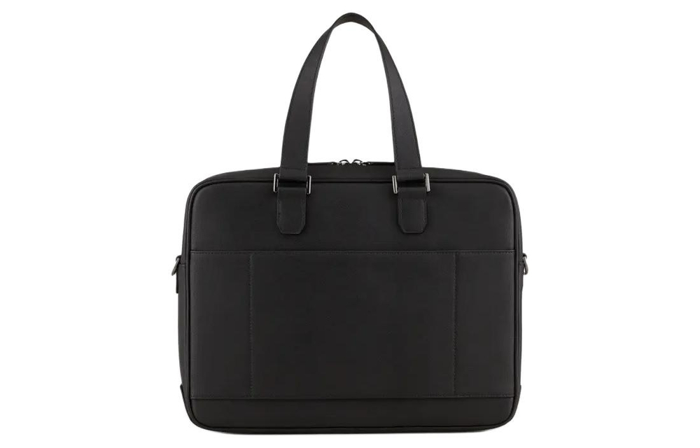 EMPORIO ARMANI Polyurethane, Polyamide, Polyester Portable One Shoulder Crossbody Laptop Bag Men"s Black