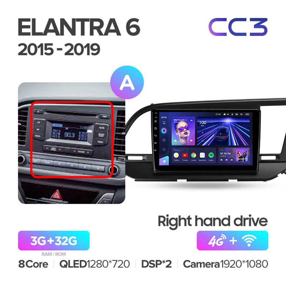 Teyes CC3 9" для Hyundai Elantra 6 2015-2019 (прав)