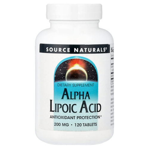Source Naturals, альфа-липоевая кислота, 200 мг, 120 таблеток