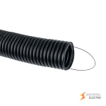 Труба гофр, ПНД тяжелая с протяжкой d40 мм (25 м) черная EKF-Plast