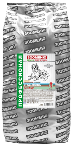 ЗООМЕНЮ ЮНИОР для щенков (Утка с лососем) 28/16
