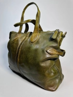 Женская премиальная горчично-оливковая сумка из натуральной кожи "Венеция"