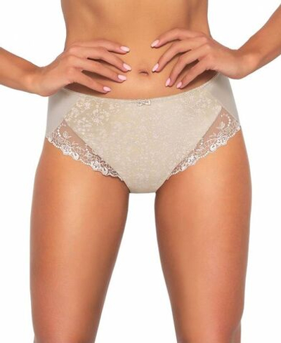 Трусики-слипы с цветочным принтом и вышивкой (Размер: XL) (Цвет: телесный)