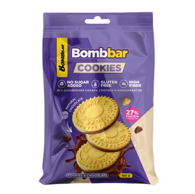 Bombbar Протеиновое печенье с шоколадом без сахара (100 гр.)