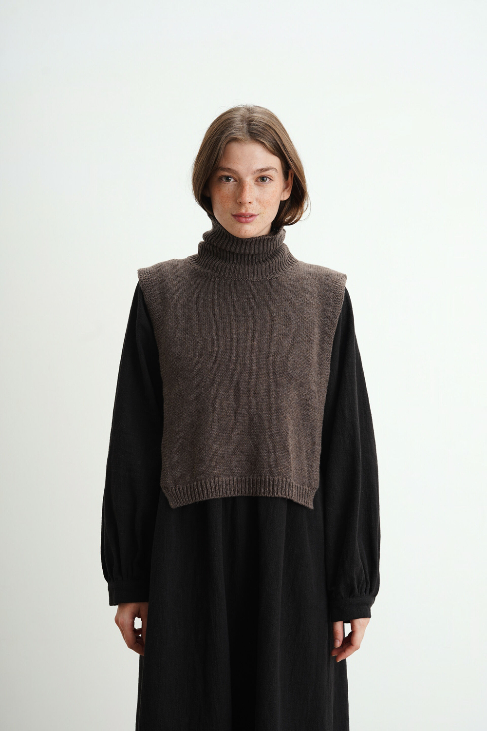 Манишка из кашемира с мериносом кофейного цвета ПРЕДЗАКАЗ