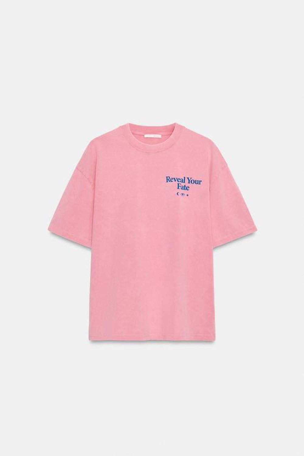 ZARA ФУТБОЛКА ИЗ ТКАНИ С ЭФФЕКТОМ ПОТЕРТОСТИ С НАДПИСЬЮ, РОЗОВЫЙ