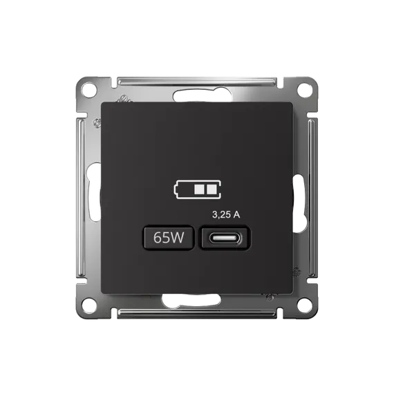 Розетка USB AtlasDesign тип C 65Вт QC PD высокоскор. ЗУ механизм карбон SE ATN001027