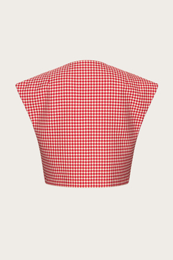 УКОРОЧЕННЫЙ ЖИЛЕТ ИЗ КРАСНО-БЕЛОГО ТВИДА