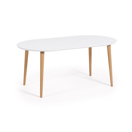 Oqui Раздвижной стол с белой столешницей и ножками из массива бука 90 (170) x 90 см La Forma Испания 
