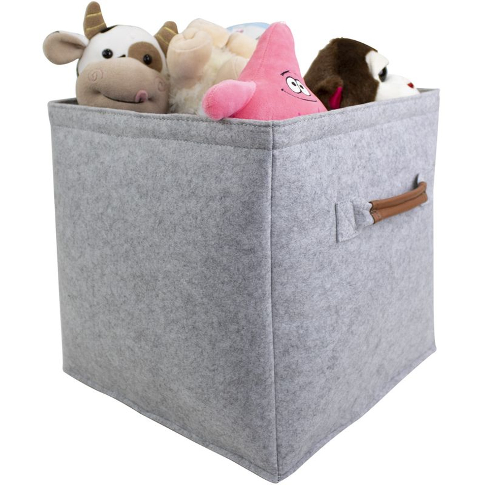 Кофр для стеллажа, комплект 5шт, войлок, 33х33х33 см, цвет серый