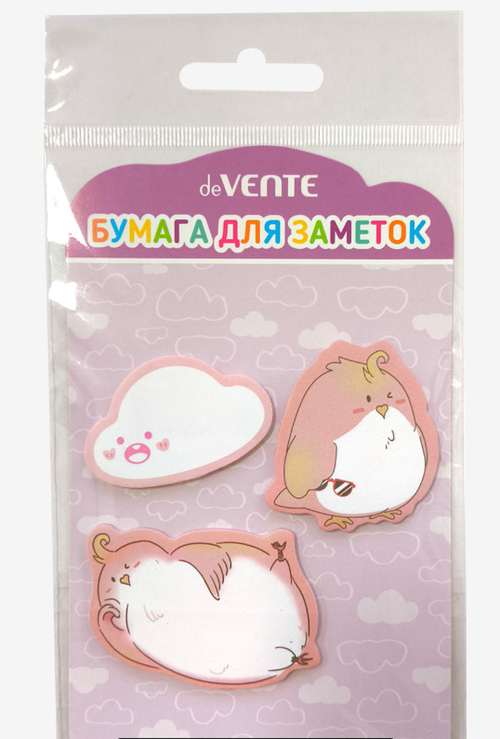 Бумага для записи самоклеющаяся ДЕВЕНТЕ Колор бердс 41*41 мм/50*50 мм 3*20 шт (2010406)