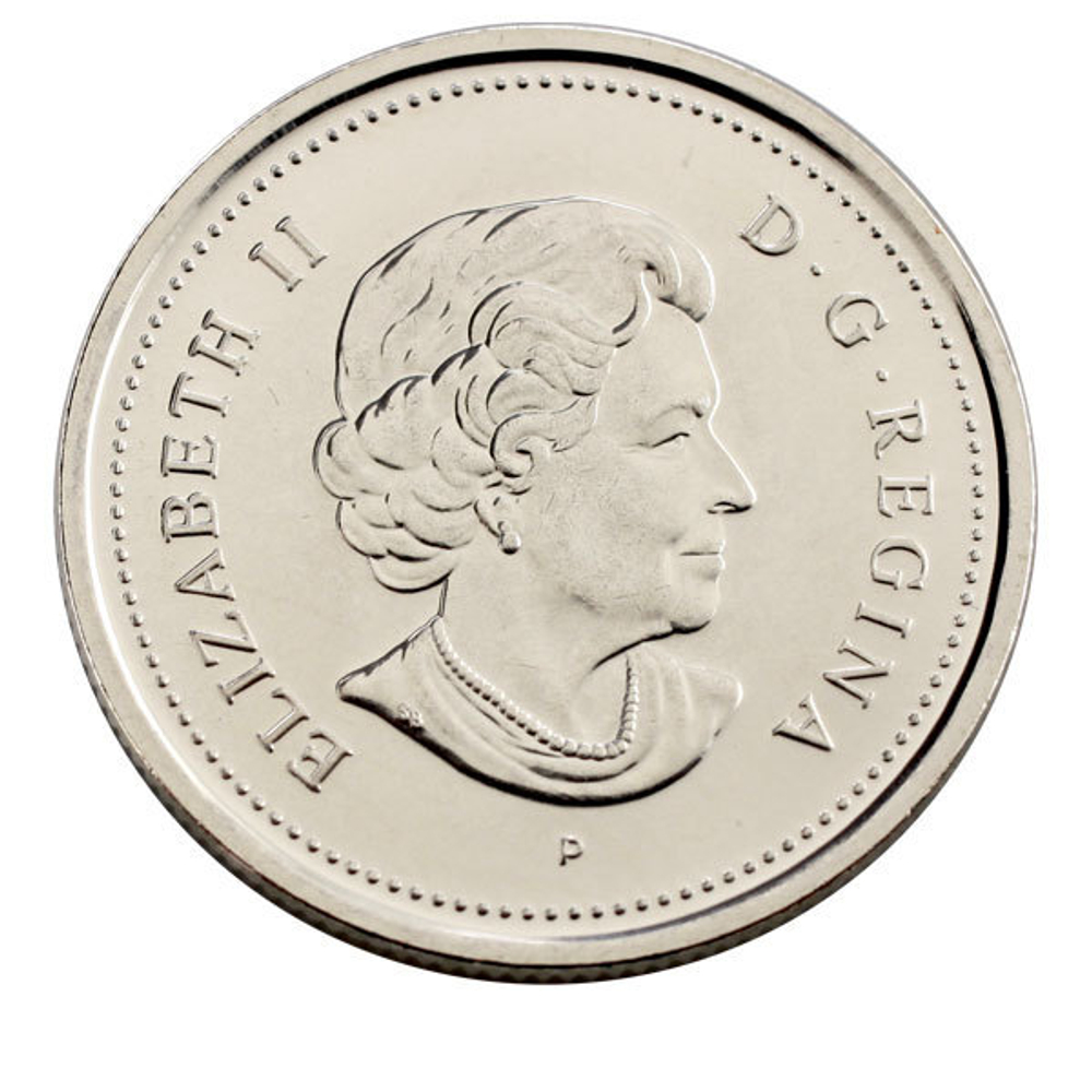 25 центов 50-летие флага Канады 2015 год UNC (Цветная)