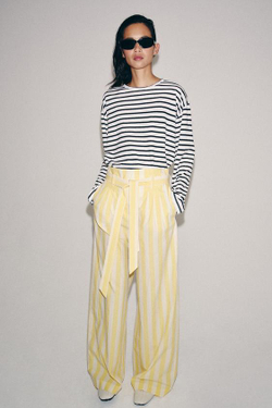 ZARA БРЮКИ В ПИЖАМНОМ СТИЛЕ В ПОЛОСКУ — ZW COLLECTION, ЖЕЛТЫЙ