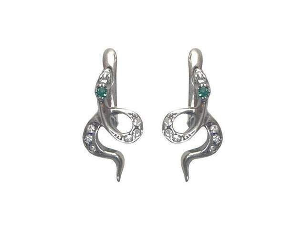 "Змейка" серьги в серебряном покрытии из коллекции "Сладкий яд" от Jenavi с английским замком