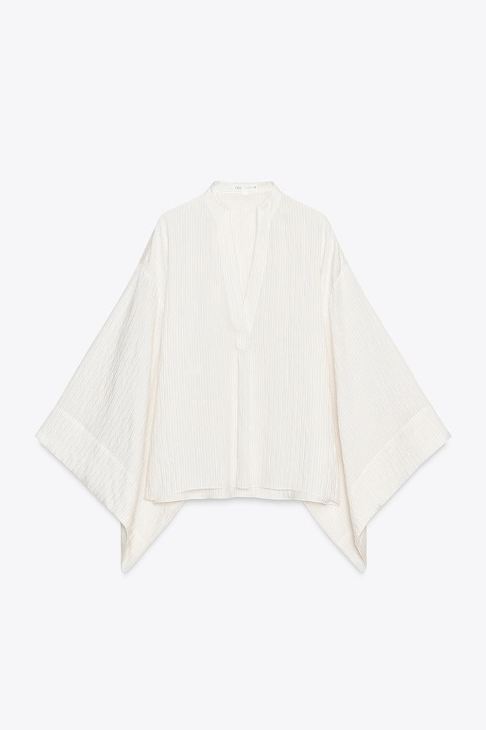 ZARA ПОЛОСАТАЯ РУБАШКА ZW COLLECTION, ЖЕЛТОВАТО-БЕЛЫЙ