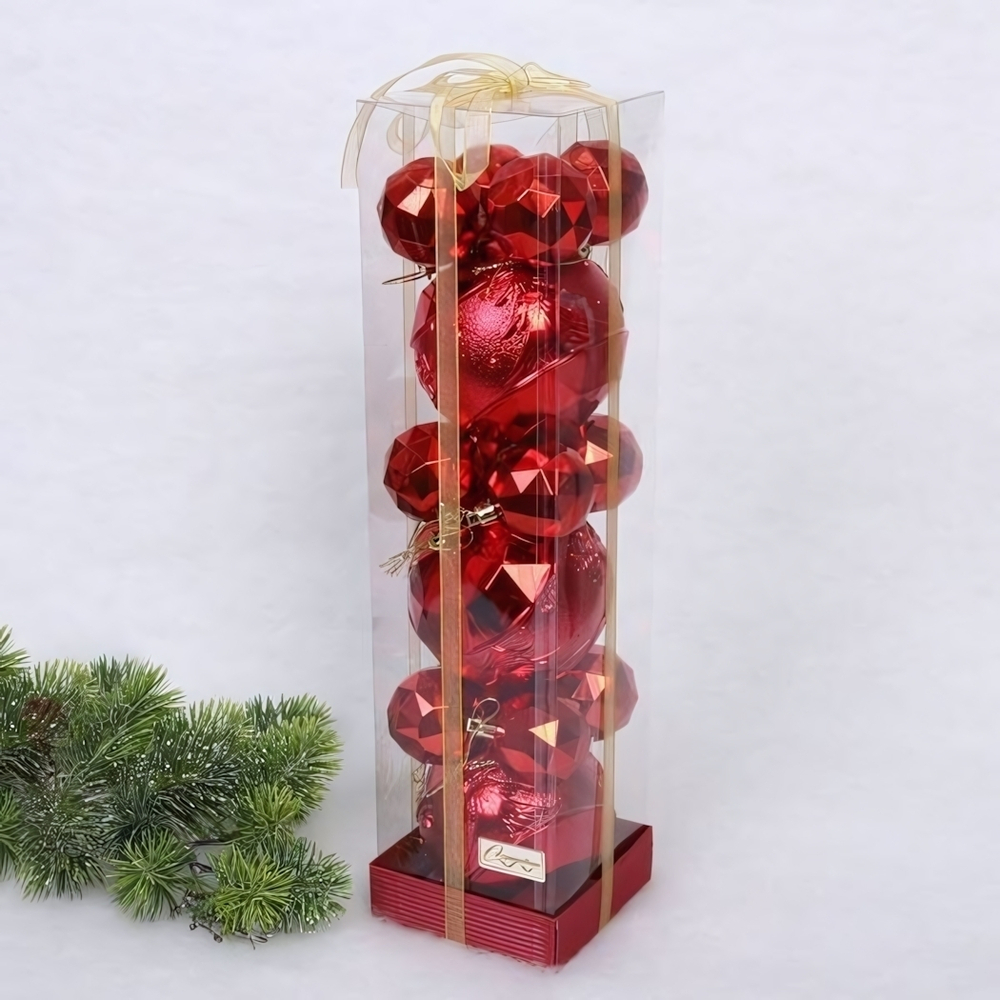 Набор шаров "Miracle" 10 см + 5 см-15 предм. Красный