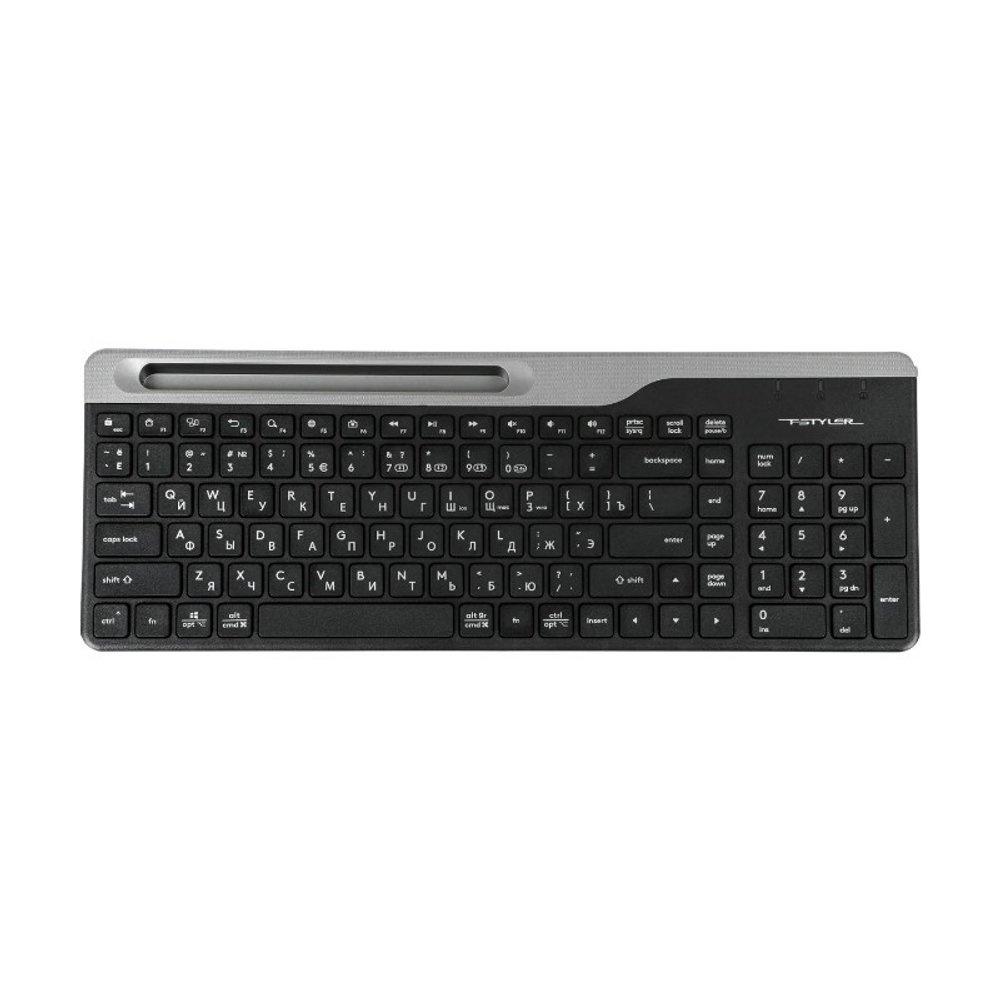 Клавиатура A4Tech Fstyler FBK25, USB, беспроводная, BT/Radio, slim Multimedia, черный-серый