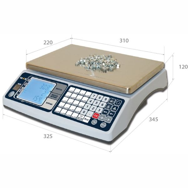 Весы счетные настольные MAS MASter MC2-10, RS232, 10кг, 2гр, 310x220, с поверкой, память на 20 товаров, без стойки