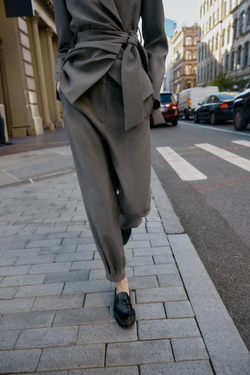 ZARA БРЮКИ-БАГГИ, СЕРО-КОРИЧНЕВЫЙ