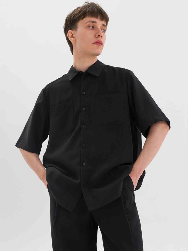 Рубашка Мужская с коротким рукавом Черная - фото 4