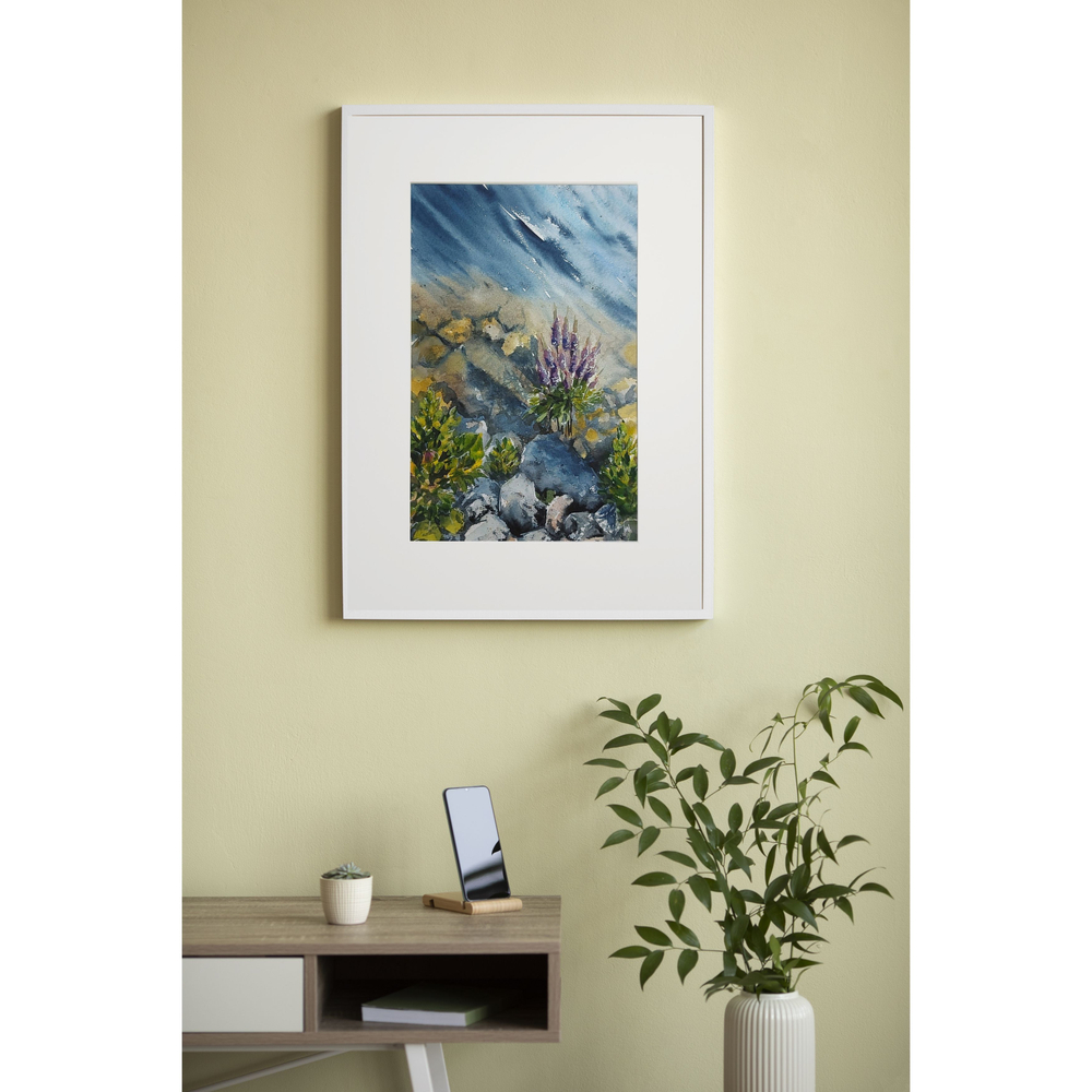 Картина авторская акварельная в паспарту 30х40 см на стену для интерьера "На причале"