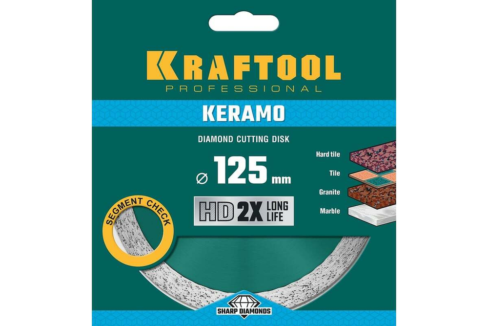 KRAFTOOL  KERAMO 125 мм (22.2 мм, 10х2.4 мм), Алмазный диск (36684-125)