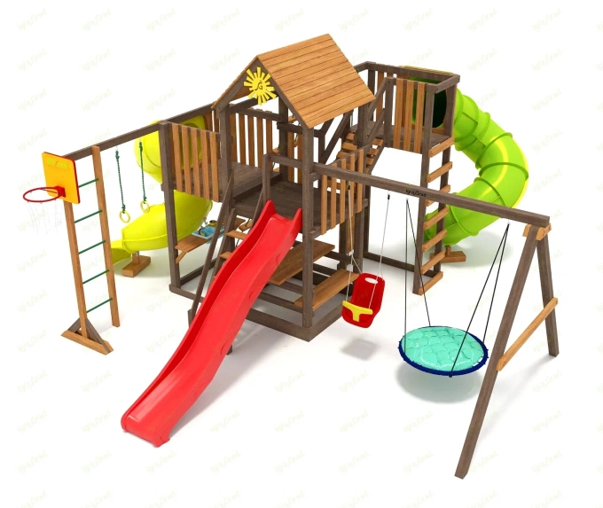 Детская площадка IgraGrad Панда Фани с балконом (две трубы)