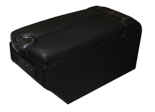 Подлокотник "C2R" Экокожа - чёрный, черный шов,3USB #HSX-01BB