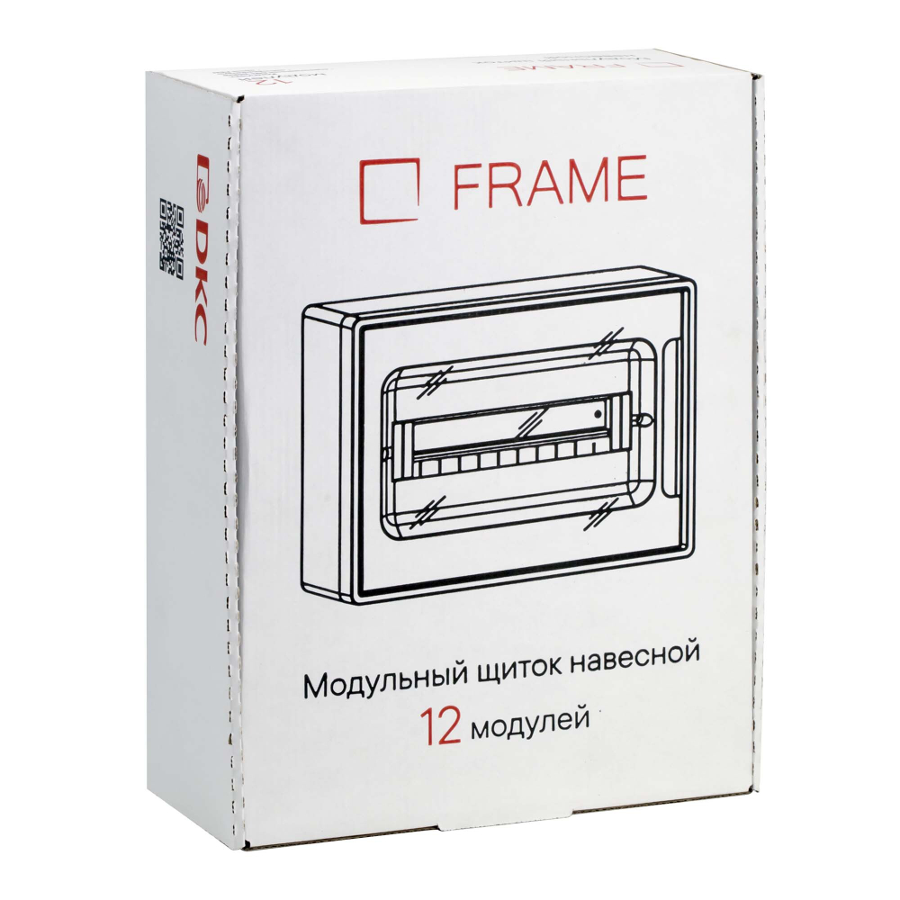 Щиток 12 мод настенный FRAME, белый, с тонированной дверцей, с 2 шин.PEN на 8+6 отв.