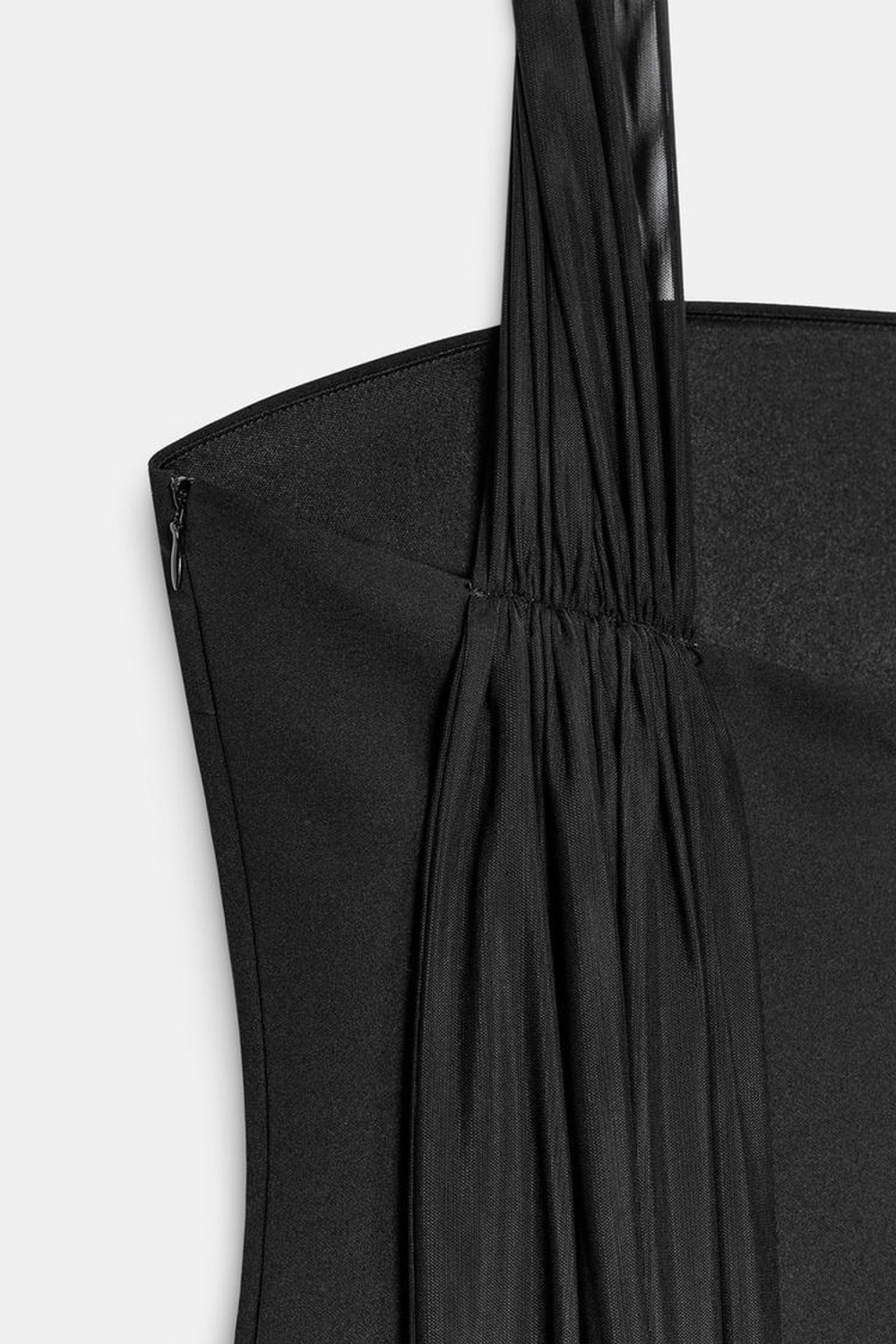 ZARA КОМБИНИРОВАННОЕ ПЛАТЬЕ С ПРОЗРАЧНЫМИ ДЕТАЛЯМИ, ЧЕРНЫЙ