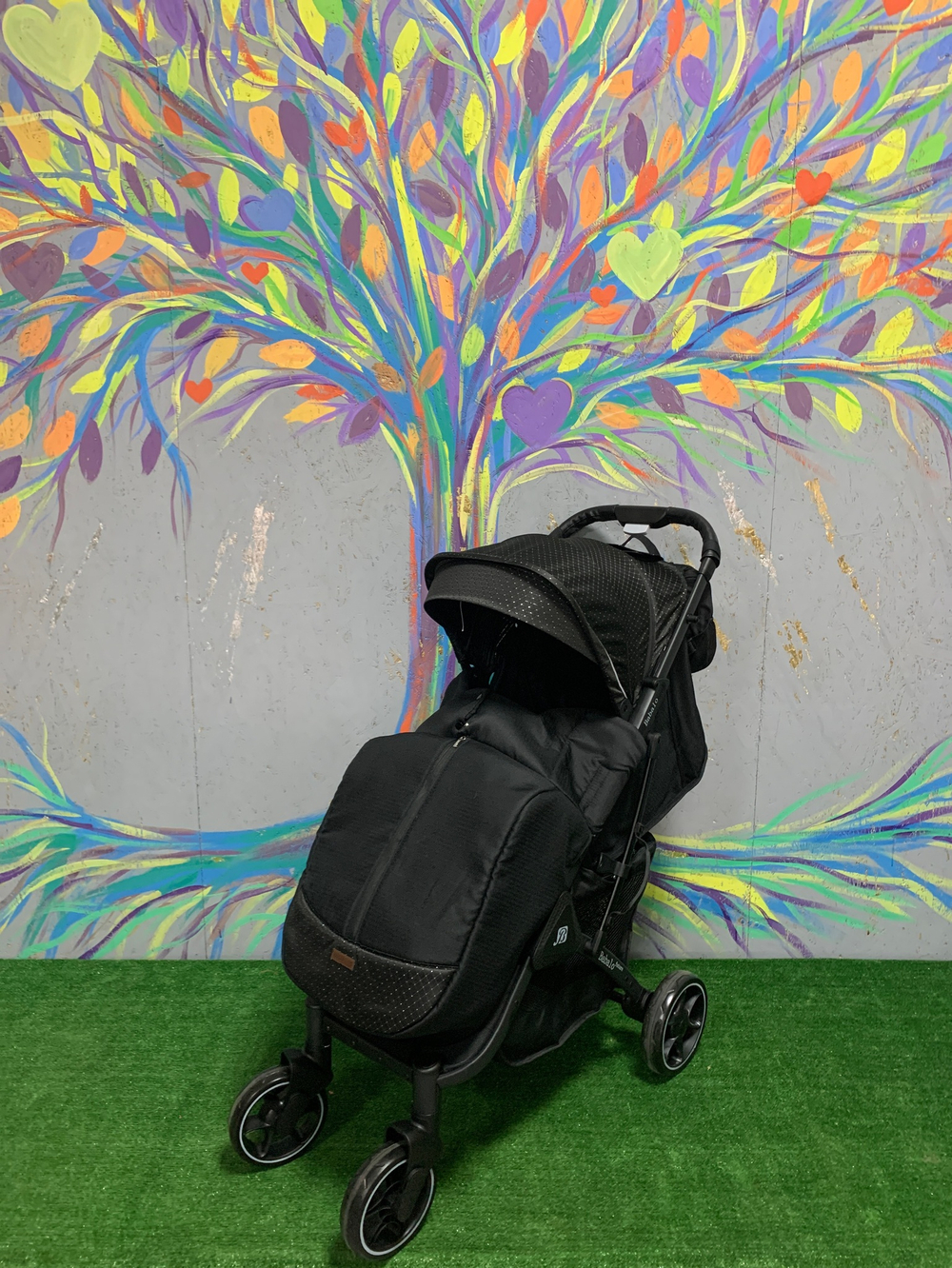 Коляска прогулочная Babalo 2022 Звезда текстиль на чёрной раме с сумкой