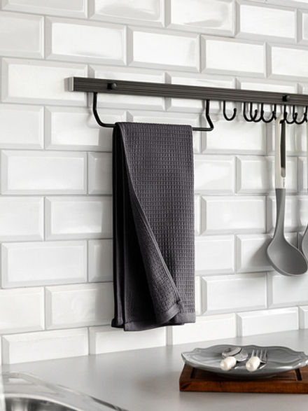 Полотенце кухонное DeNASTIA вафля/махра 470gsm 35x75 100% Хлопок графит